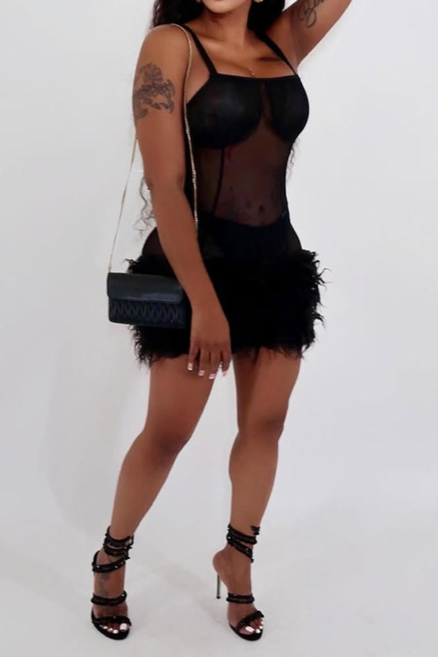 Midnight Mesh Mini Dress