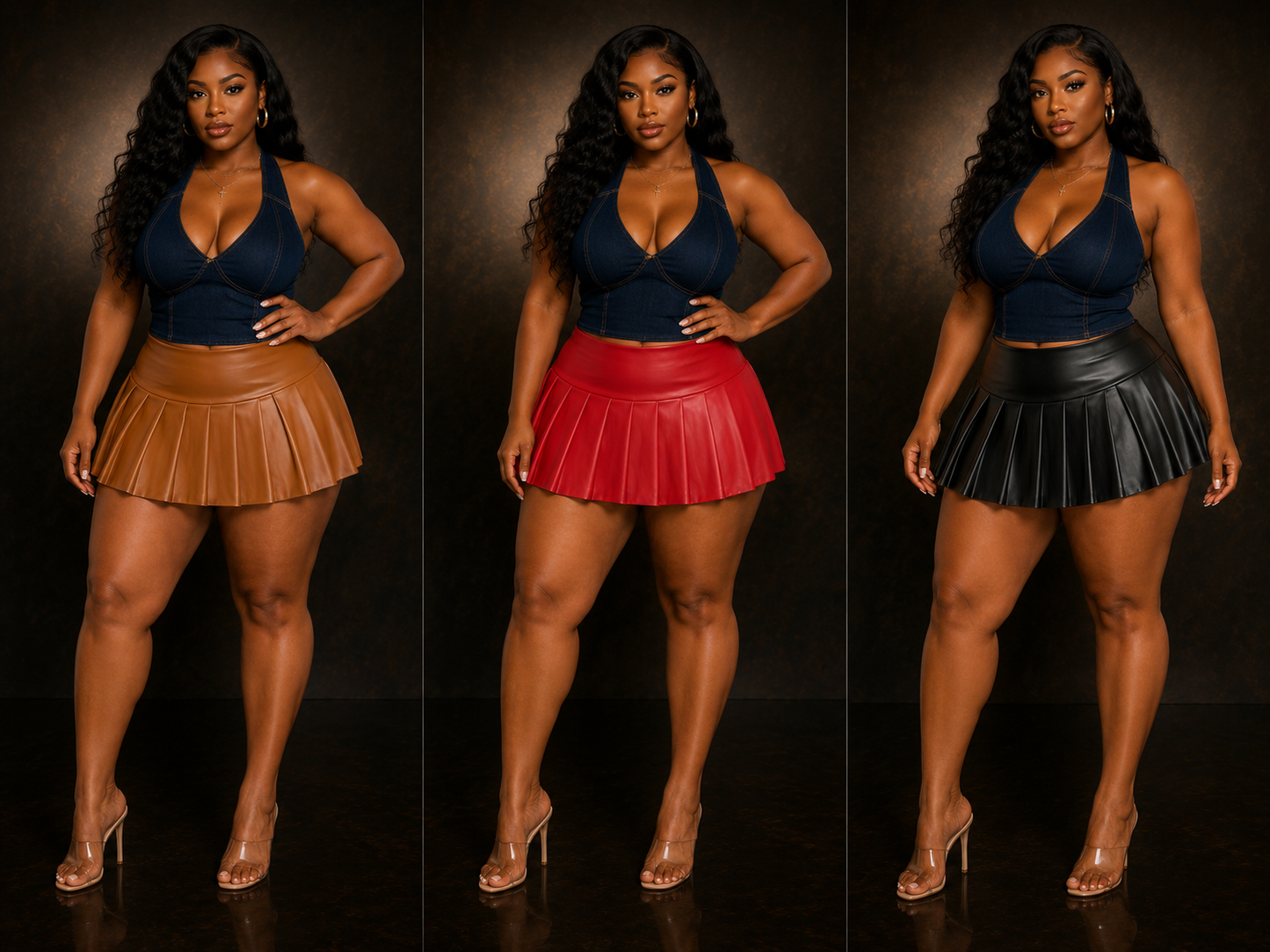 Kurvy Girl Leather Mini Skirt