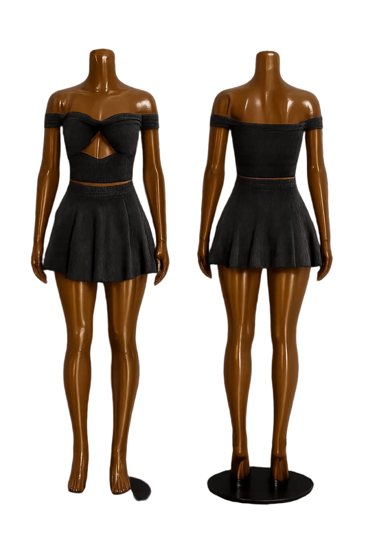 Black Off shoulder Skirt set