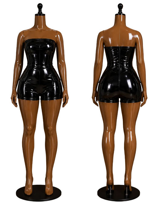 Midnight Luxe Vinyl Romper - Plus